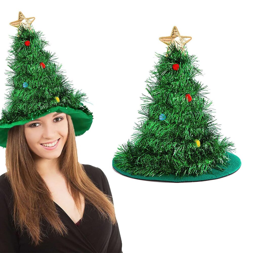 9947 Christmas Theme Green Tinsel Glitter Golden Five-pointed Star